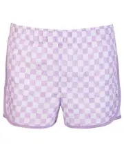 ID Ideology Checkerboard Shorts Big Girls XL Crocus Petal Elastic Waist Pull On