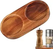 Pepper Mill Holder Stand - Exquisite Pepper Grinder, Wooden Salt and Pepper Grinder Tray | Wooden Salt and Pepper Shakers Holder, Wood Tray for Grinders Less Than 2.4 Inches in Diameter