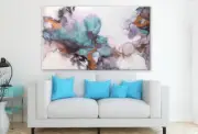 Blue Black & Gold Abstract Design Wall Canvas Home Decor Australian Made Quality