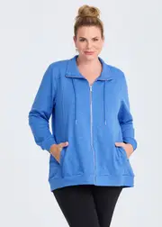 [Taking Shape] Taking Shape Funnel Neck Active Jacket Size 16 in Malibu Blue, Cotton - Plus Size Women's Clothing Malibu Blue