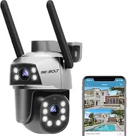 GENBOLT WiFi Security Camera Outdoor with PoE, Dual Lens Home Surveillance IP Camera CCTV with Color Night, Auto Tracking Human Detection Pan Tilt Digital Zoom Spotlight Camera