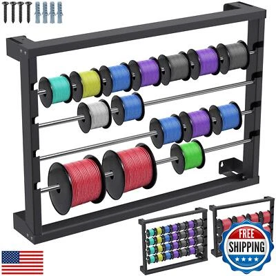 SELEWARE Wire Spool Rack, Wall Mounted Wire Spool Holder Wire Reel Holder Hea
