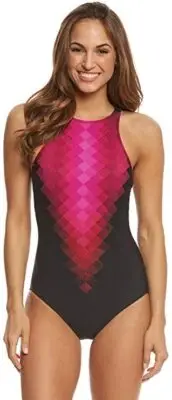 NWT PROFILE SPORT BY GOTTEX Techno High Neck One Piece S772-L041 Size - 6