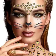 Face Sticker - Tattoo - Leopard, Temporary Glitter Face Tattoo Carnival, Glitter Tattoo Set for Carnival, Halloween & Theme Parties