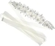 [BESPORTBLE] Rhinestone Waistband for Bride Elegant Wedding Dress Sashes with Fit Floral Detail and Versatile Use as Hairband Accessory for Special Occasions