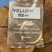 Original vintage Mido Ocean Star watch crystal 32.0mm plain yellow tension ring