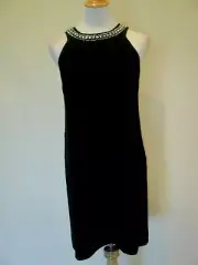 Rebecca Taylor Embellished Cross-Back Dress Black Shift Sleeveless Size 8 NWT