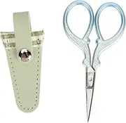 Sewing, Premium Stainless Steel Embroidery Scissors, Blades, Ergonomic Design, Leather Cover, Versatile Crafting Tool, for Embroidery, Sewing, (Mustard Green Plaid Cover and