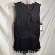 BCBGMaxAzria Sleeveless Fringed Top