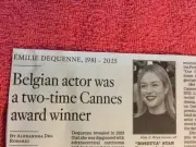 OBITUARY 1981 - 2025 EMILIE DEQUENNE ROSETTA BELGIAN ACTOR CANNES AWARD WINNER