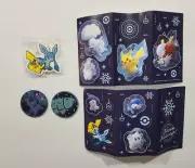 Pokemon Holiday Calendar 2023 Pikachu Glaceon Rubber Keychain + Coins + Stickers