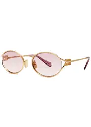 Miu Miu Oval-frame Sunglasses - Gold ONE SIZE