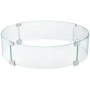 VEVOR Fire Pit Wind Guard, Glass Flame Guard, Round Glass Shield, 1/4-Inch Thick Fire Table, Clear Tempered Glass Flame Guard, Aluminum Alloy Feet for