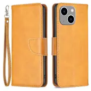 Mobile Phone Stand Case for iPhone 15 Plus ,Fine Textured Solid Color PU Leather Wallet Cover Shell