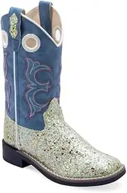 [Old West] Boots Unisex-Child All Over Leatherette Material Broad Square Toe Boots Western