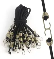 24 Packs 10 Inch Mini Bungee Cords，Latex Stretchy Bungee Cords with Steel Hooks