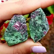 ruby zoisite rough natural crystal healing gemstones - 2pc set
