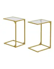 [IHOMDEC] C-Shaped End Side Table Set of 2 in Gold