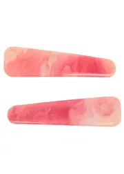 Valet Studio Cosmos Coral Marbled Hair Clips - set of two - Pink ONE SIZE