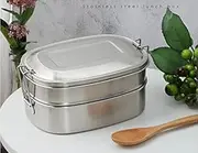 Double Decker 304 Stainless Steel Lunch Box Picnic School Lunch Snack Food Storage