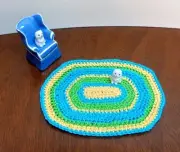 doll house mini crochet oval rug miniature 1:12 Dollhouse Rug yellow blue green