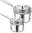 Triply Stainless Steel Saucepan Set, 1Qt & 3 Qt Sauce Pan Pot with Lid for Co...