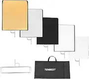 TENBEST 30"x35"/75x90cm Foldable Light Reflector Flag Kit, Translucent Diffuser and 4-in-1 Diffuser Including Gold/Silver/Black/White, Stainless Steel Frame for Studio Portrait Photography