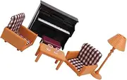 ERINGOGO Exquisite Mini Wooden Mini Sofa Piano Toys Set Toddlers Pretend Play Furniture for Micro Landscaping Dec