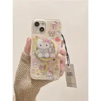 在飛比找ETMall東森購物網優惠-啟乾 磁吸凱蒂貓支架背貼iPhone15手機殼適用蘋果14/