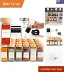 24 Glass Spice Jars with Label, Bamboo Spice Jar Set 118ml Seasoning Containe...