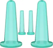 4 Pieces Facial Cupping Set, Vacuum Cupping Cups for Face&Neck, Silicone Eye Cupping Massage Anti Cellulite 2 Large+2 Small Green