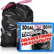 30 Gallon Trash Bags Drawstring (150 Count) Large Black Garbage Bags 30+ Gallon,