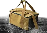 [Generic] Camping Cookware Storage Bag, Travel Tableware Storage Handbag, Camping Cooler Bag, Travel Hanging Bag Equipment Carry Bag Brown