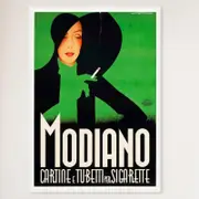 Galrie Modiano by Robert Bereny Vintage Art Deco Poster Elegant and Vibrant Wall Decor, White Frame, 70 x 100cm (28 x 40inch)