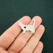 BULK 5 Cat Charms Stainless Steel Great As a Charm or For Stamping - MT457