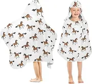 Selerdon Kids Beach Towel for Boys Girls, Horse Bath Towel Wrap, Baby Hooded Towels, Toddler Soft Pool Swim Towels