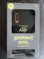 Protect Onn Samsung Galaxy A50 Rugged Black Phone Case 15 ft Drop