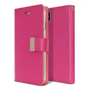 Goospery Apple iPhone XS Max Rich Diary Wallet Flip Case Leather Card Slots Magnetic Cover (Hot Pink) IPXSMAX-RIC-HPNK