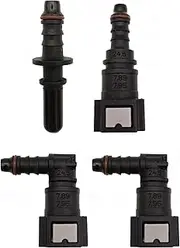 TPZORJX Set of 4 fuel line connectors, fuel line vacuum hose, 90 degree quick connector, quick straight connector, diesel fuel hose connector, plastic, 7.89 mm, ID6