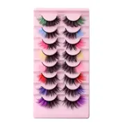 8 Pair Colored Lashes False Eyelashes Wispy Faux Lashes Long Colored