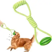 Wrohto Dog Rope Ball Toy, Resistant Chew, Rope & Rubber Material, Interactive Food Dispenser, Tough Knotted Design, Treat Leakage Function, Puppy Training & Play, 5 Inches, Blue, 1 Pack