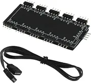 EMSea 10-Channel RGB Fan Hub - 10 Port PC Chassis CPU Cooling Extension Cable Splitter for Desktop Computer Motherboard - 12V 4-Pin