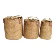 3PK Woven 22/21/17cm Planter Basket Plant Storage Set Home Room Decor Natural