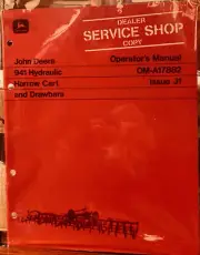 NOS John Deere 941 Hydraulic Harrow Cart & Drawbars Operator Manual OM-A17882 J1