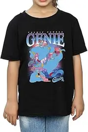 [Aladdin] Girls Genie Montage Cotton T-Shirt (UK Size: 5-6 Years) (Black)