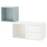 EKET wall-mounted storage combination, white/light grey-blue, 105x35x70 cm