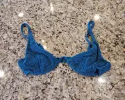 ASOS DESIGN Women's mix and match lattice crop bikini top in blue glitter size 8
