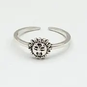925 Solid Sterling Silver Sun Band Ring Adjustable Toe Ring