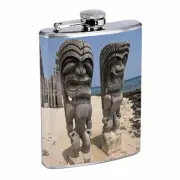 Tiki Statues D1 Flask 8oz Stainless Steel Hip Drinking Whiskey Polynesian