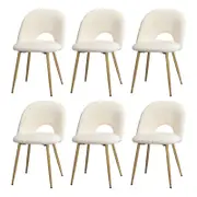 Oikiture 6PCS Dining Chairs Sherpa Golden White
